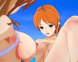 One Piece Lesbian – 2 x Nami 2 x Fun – Japanese Hentai
